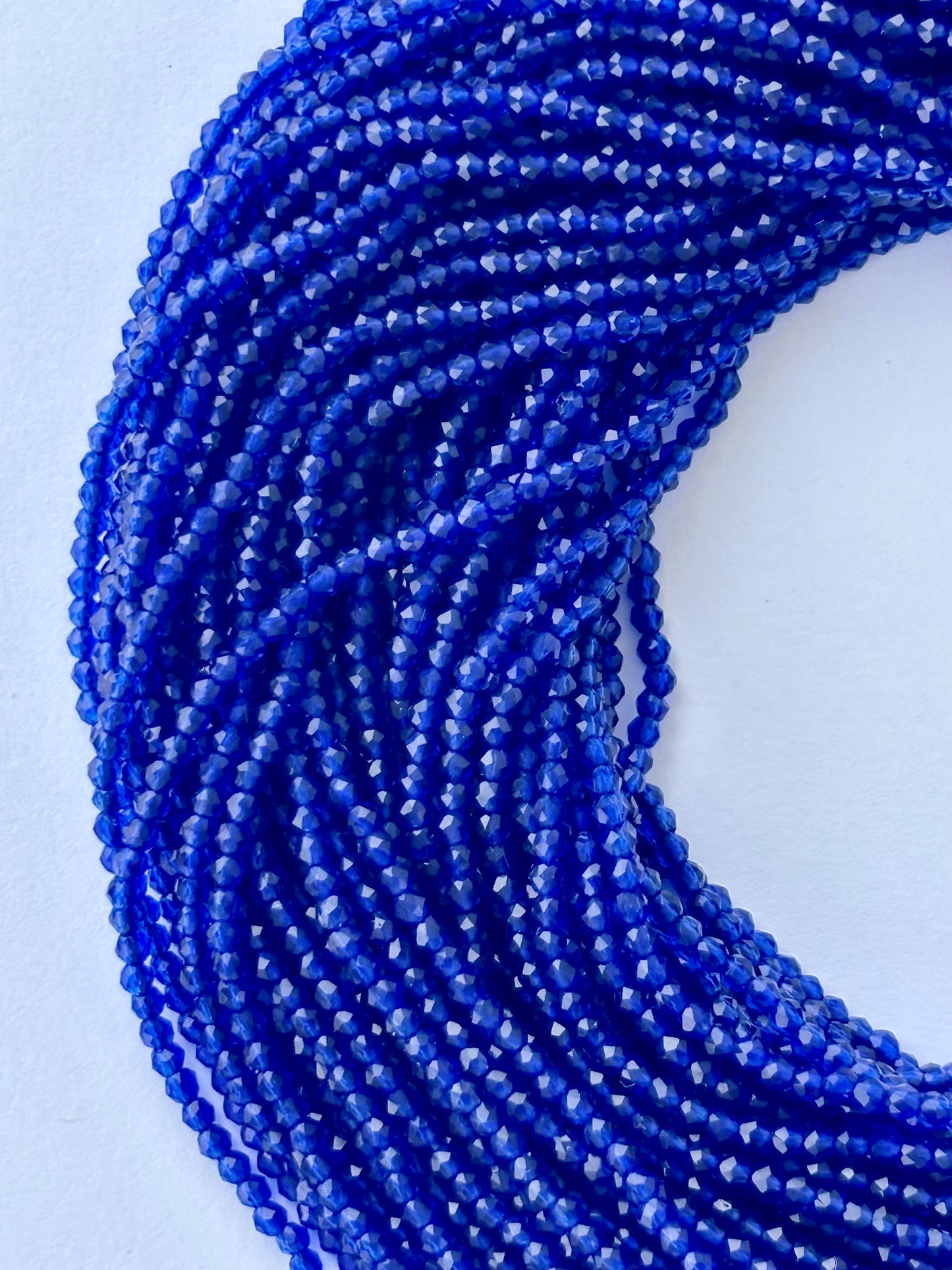 Deep Blue Faceted Hydro Beads - Vibrant Gemstone Strands for Jewelry Making