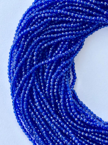 Deep Blue Faceted Hydro Beads - Vibrant Gemstone Strands for Jewelry Making