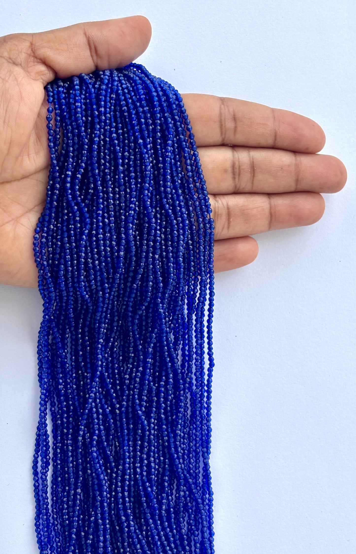 Deep Blue Faceted Hydro Beads - Vibrant Gemstone Strands for Jewelry Making