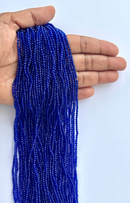 Deep Blue Faceted Hydro Beads - Vibrant Gemstone Strands for Jewelry Making