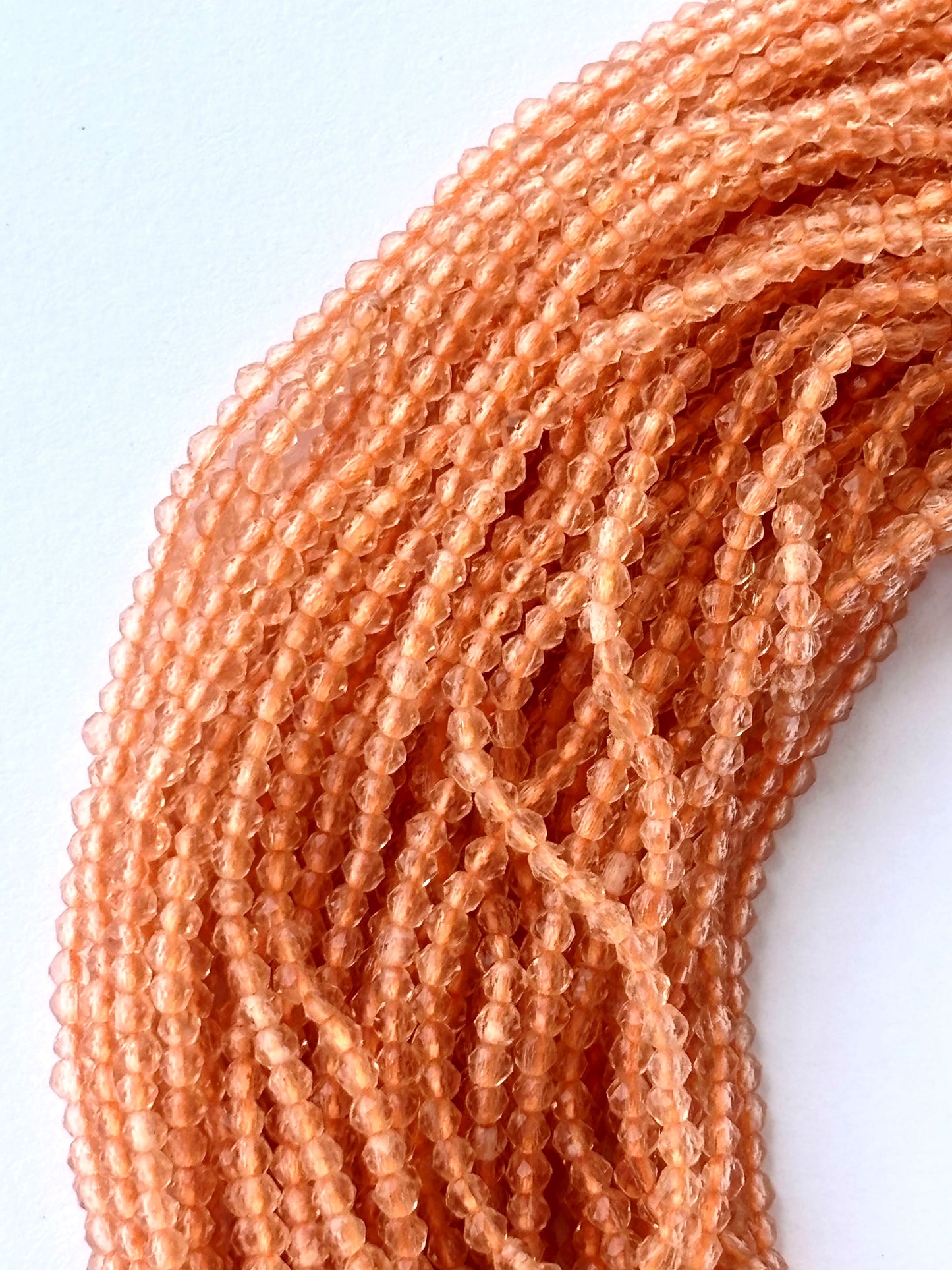 Peach Faceted Hydro Beads - Vibrant Gemstone Strands for Jewelry Making