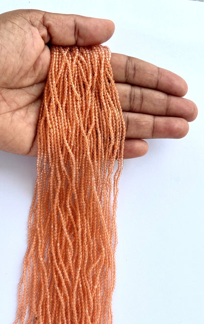 Peach Faceted Hydro Beads - Vibrant Gemstone Strands for Jewelry Making