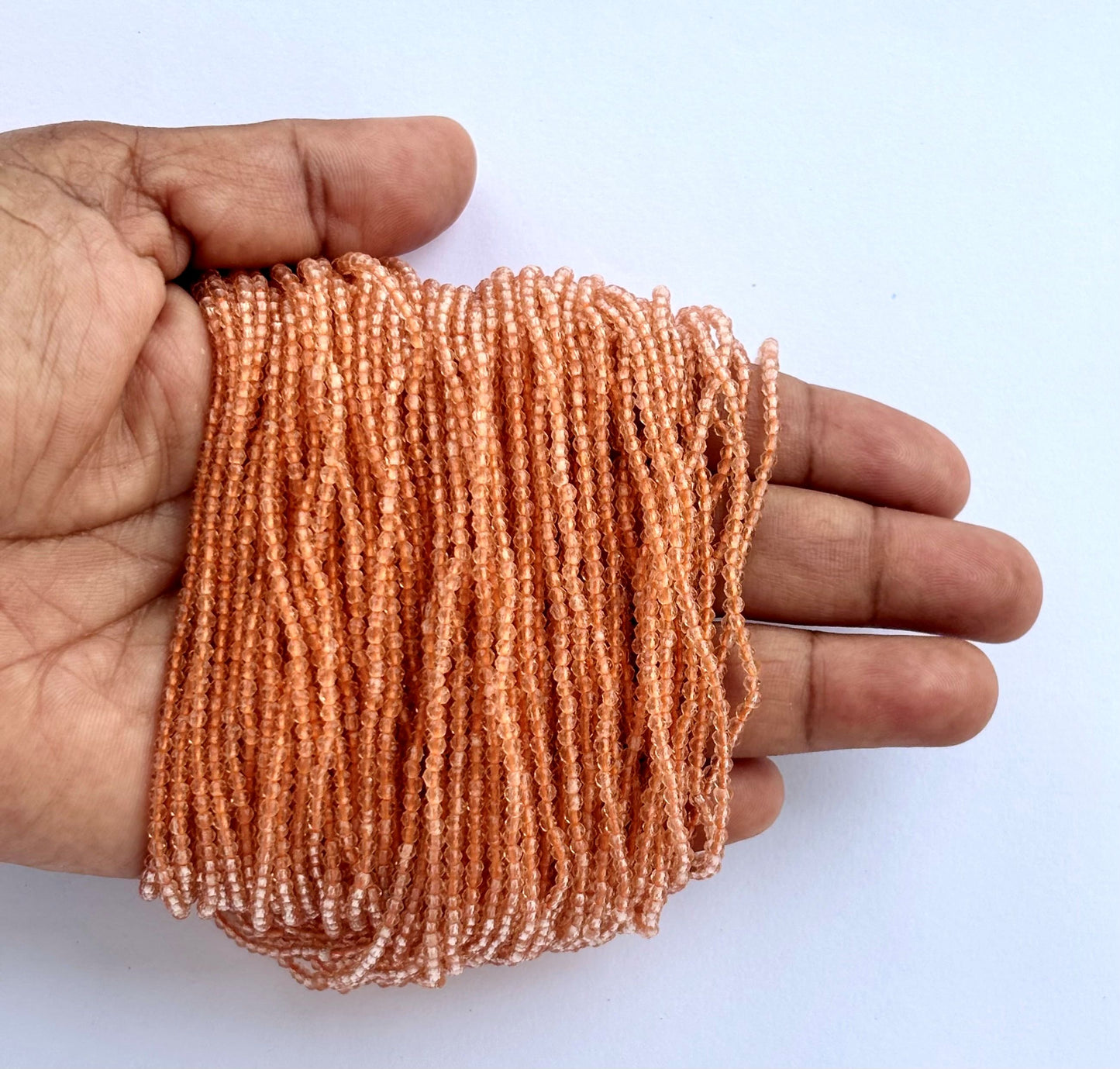 Peach Faceted Hydro Beads - Vibrant Gemstone Strands for Jewelry Making