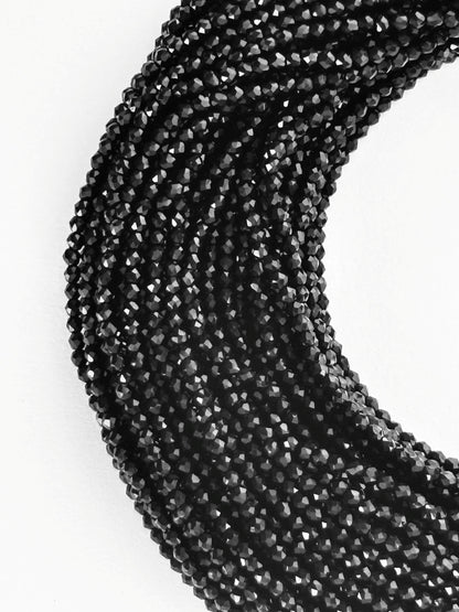 Black Faceted Hydro Beads - Vibrant Gemstone Strands for Jewelry Making