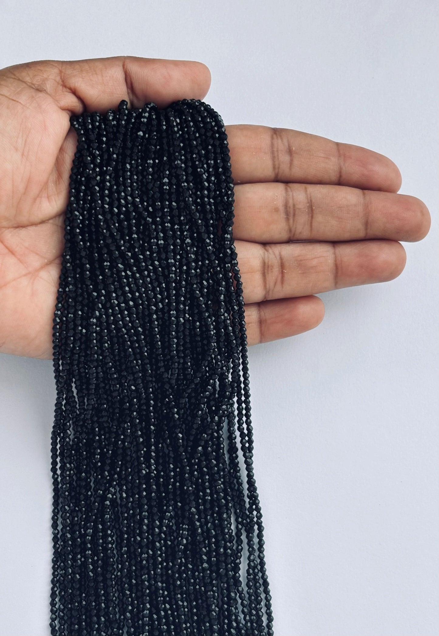 Black Faceted Hydro Beads - Vibrant Gemstone Strands for Jewelry Making