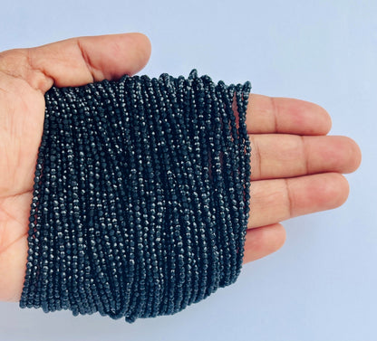 Black Faceted Hydro Beads - Vibrant Gemstone Strands for Jewelry Making