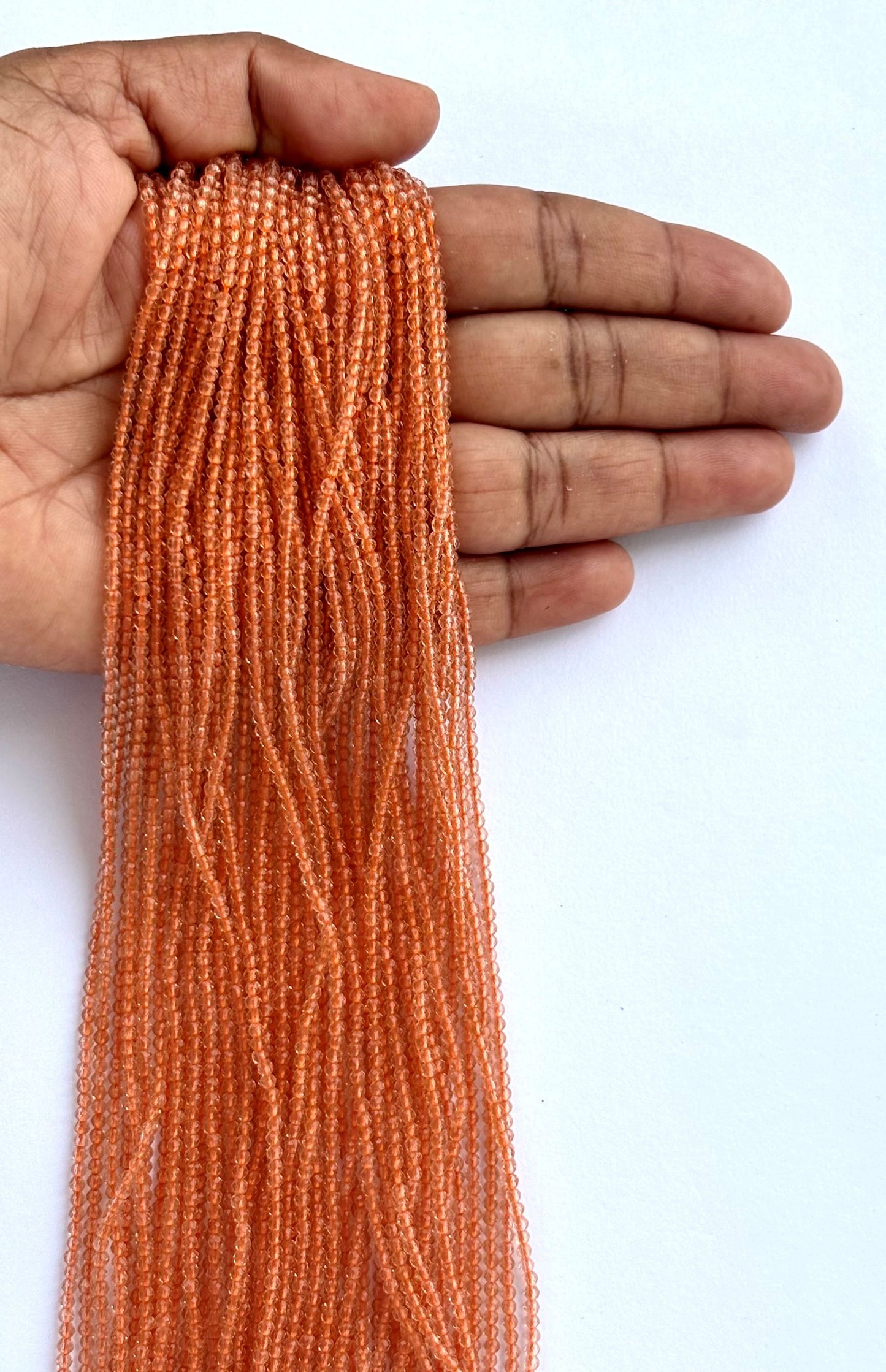 Light Peach Faceted Hydro Beads - Vibrant Gemstone Strands for Jewelry Making