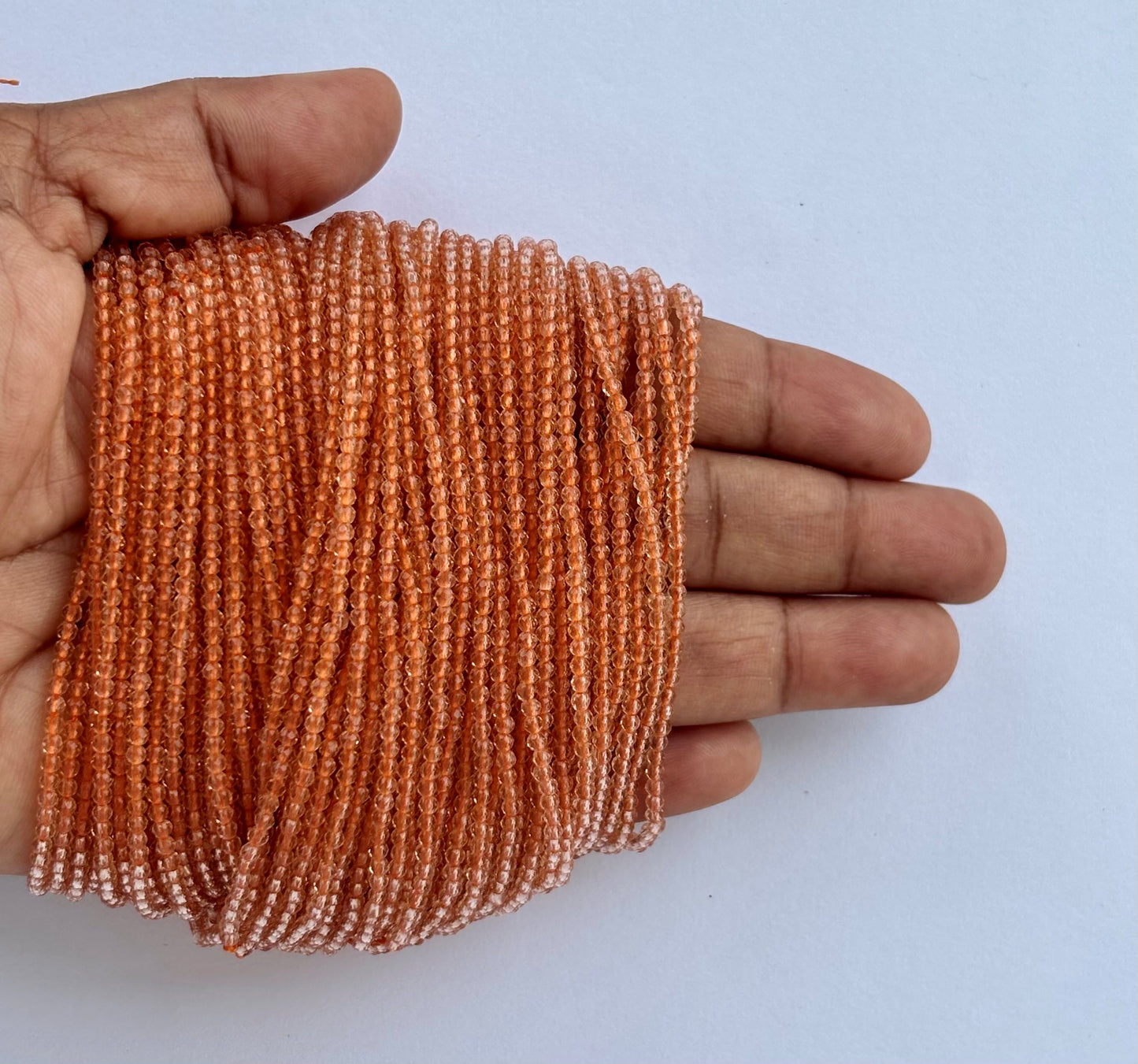 Light Peach Faceted Hydro Beads - Vibrant Gemstone Strands for Jewelry Making