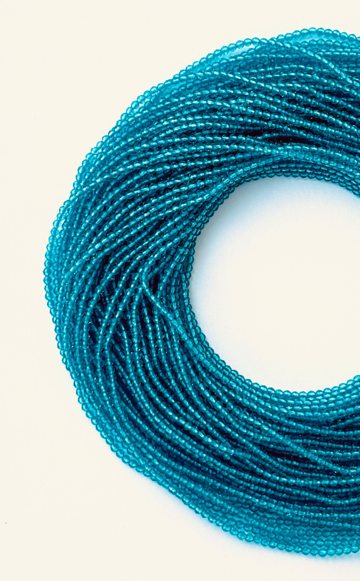 Teal Blue Faceted Hydro Beads - Vibrant Gemstone Strands for Jewelry Making