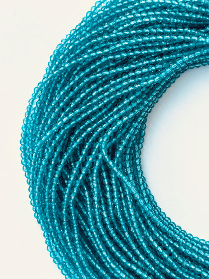 Teal Blue Faceted Hydro Beads - Vibrant Gemstone Strands for Jewelry Making