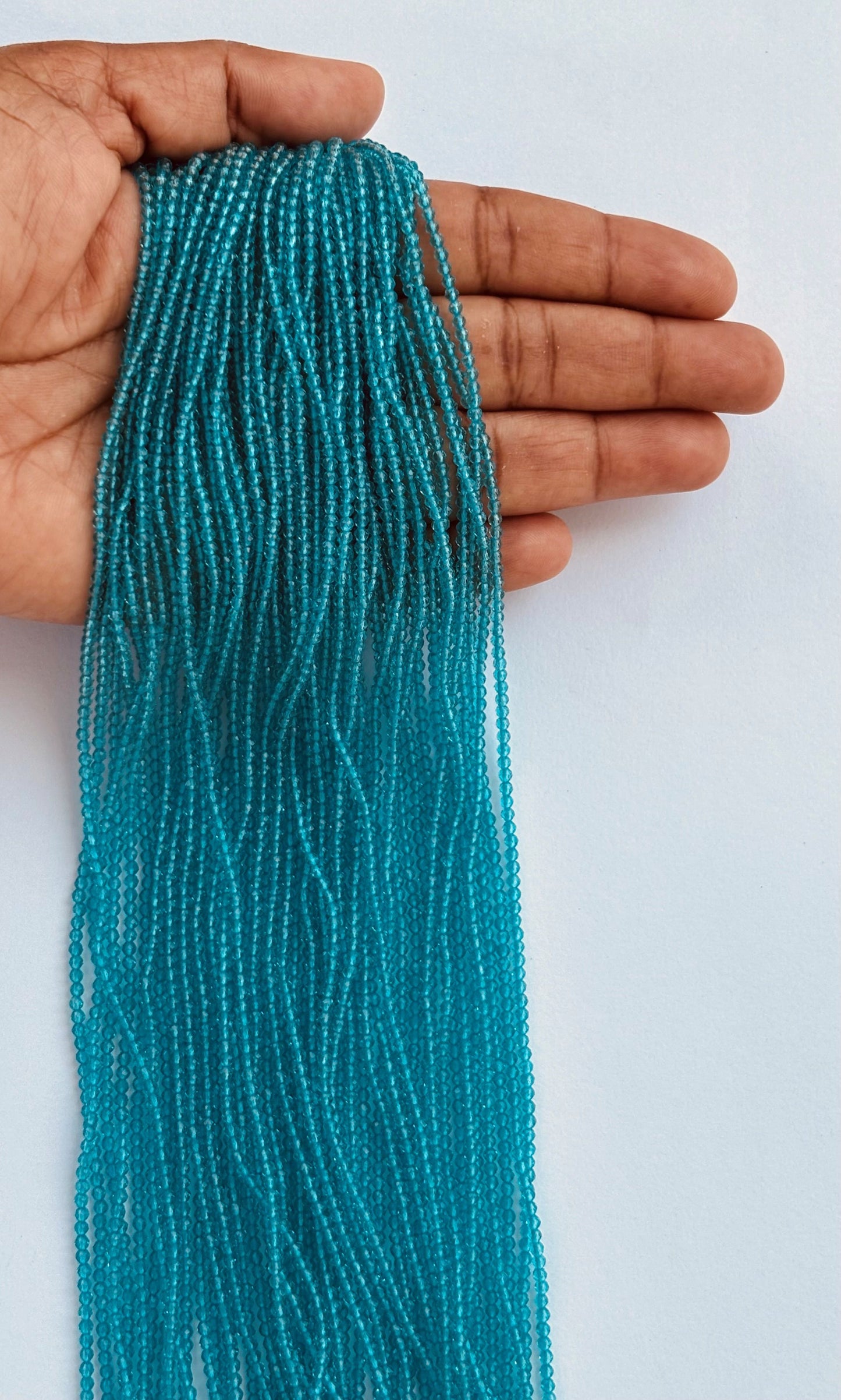 Teal Blue Faceted Hydro Beads - Vibrant Gemstone Strands for Jewelry Making