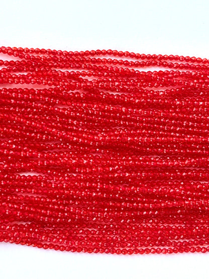 Bright Red Faceted Hydro Beads - Vibrant Gemstone Strands for Jewelry Making