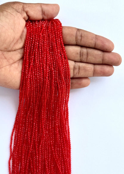 Bright Red Faceted Hydro Beads - Vibrant Gemstone Strands for Jewelry Making