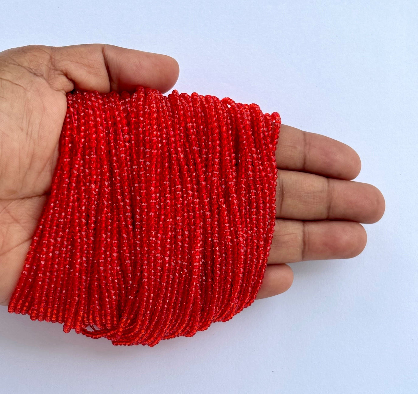 Bright Red Faceted Hydro Beads - Vibrant Gemstone Strands for Jewelry Making