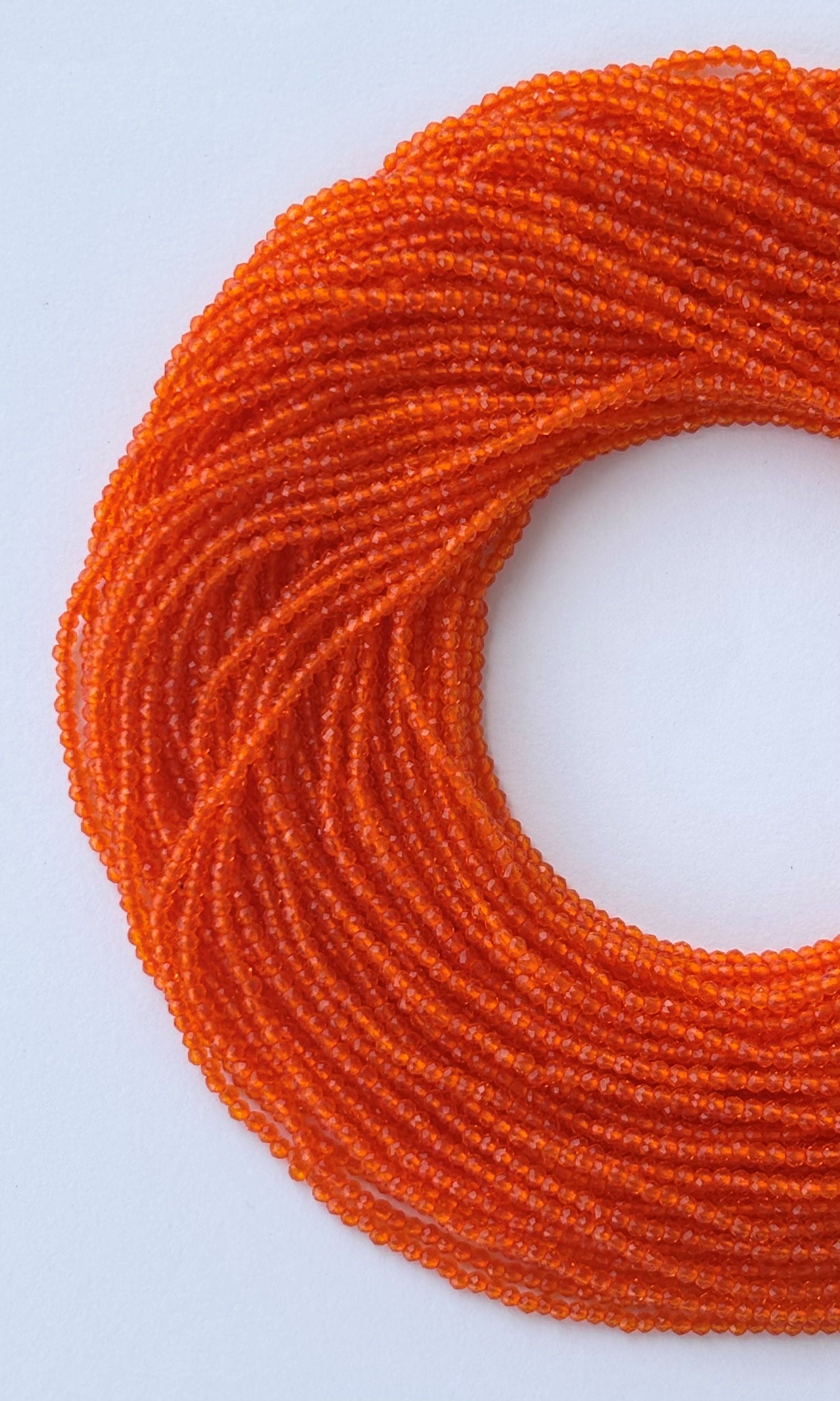 Bright Orange Faceted Hydro Beads - Vibrant Gemstone Strands for Jewelry Making