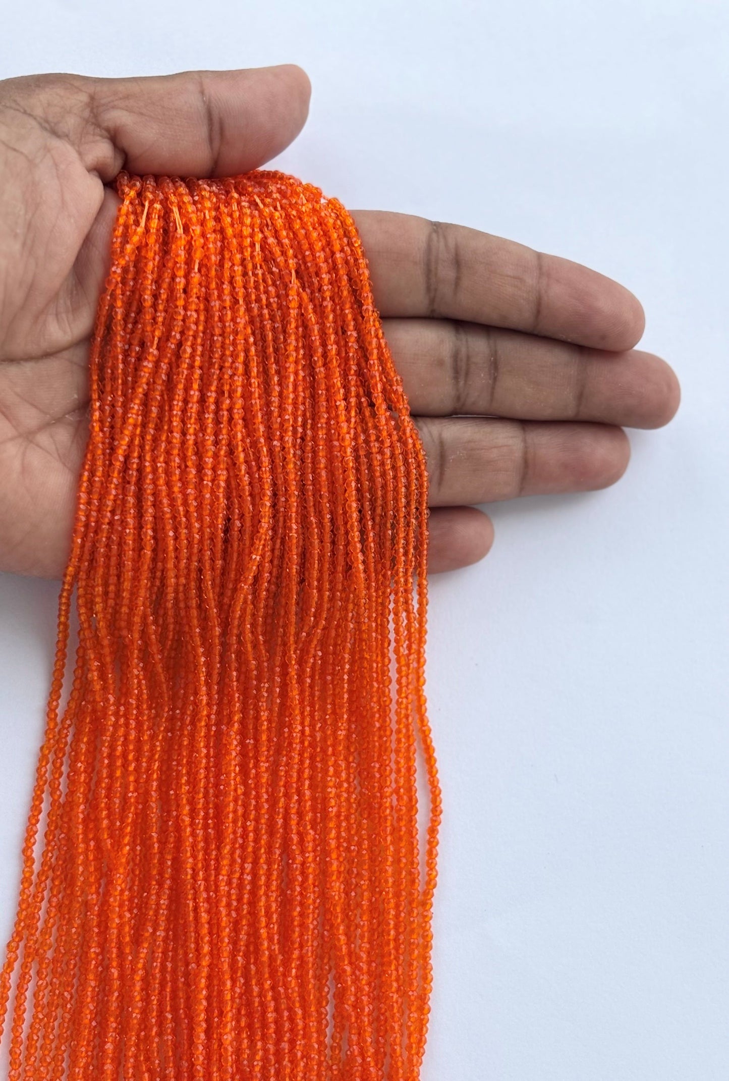 Bright Orange Faceted Hydro Beads - Vibrant Gemstone Strands for Jewelry Making