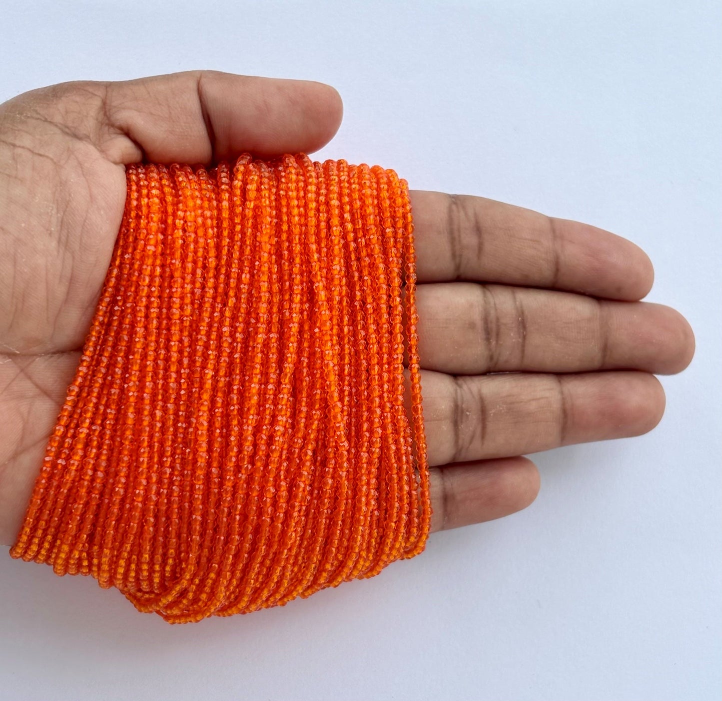 Bright Orange Faceted Hydro Beads - Vibrant Gemstone Strands for Jewelry Making