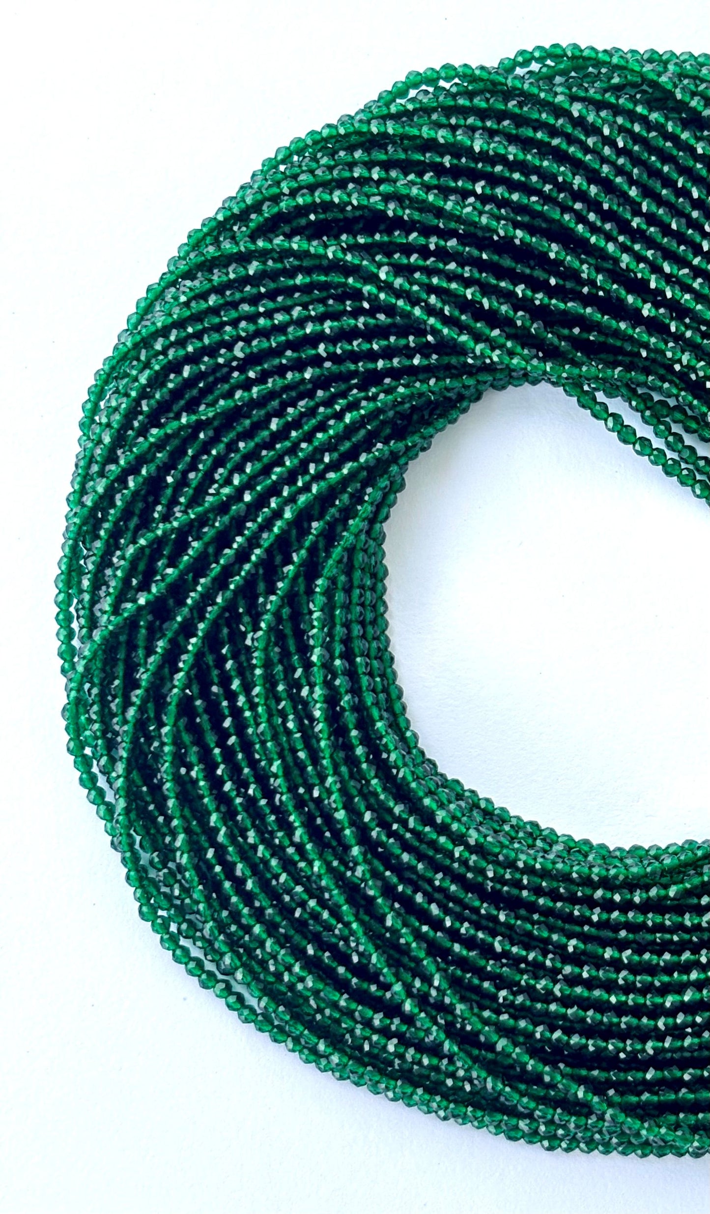 Emerald Green Faceted Hydro Beads - Vibrant Gemstone Strands for Jewelry Making