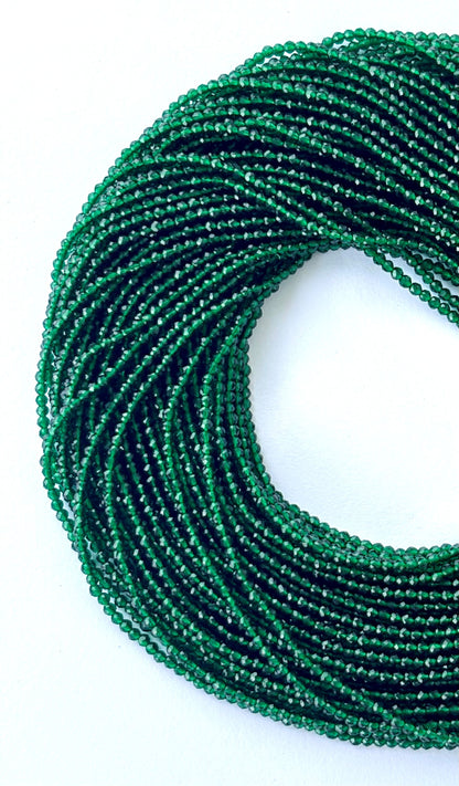 Emerald Green Faceted Hydro Beads - Vibrant Gemstone Strands for Jewelry Making