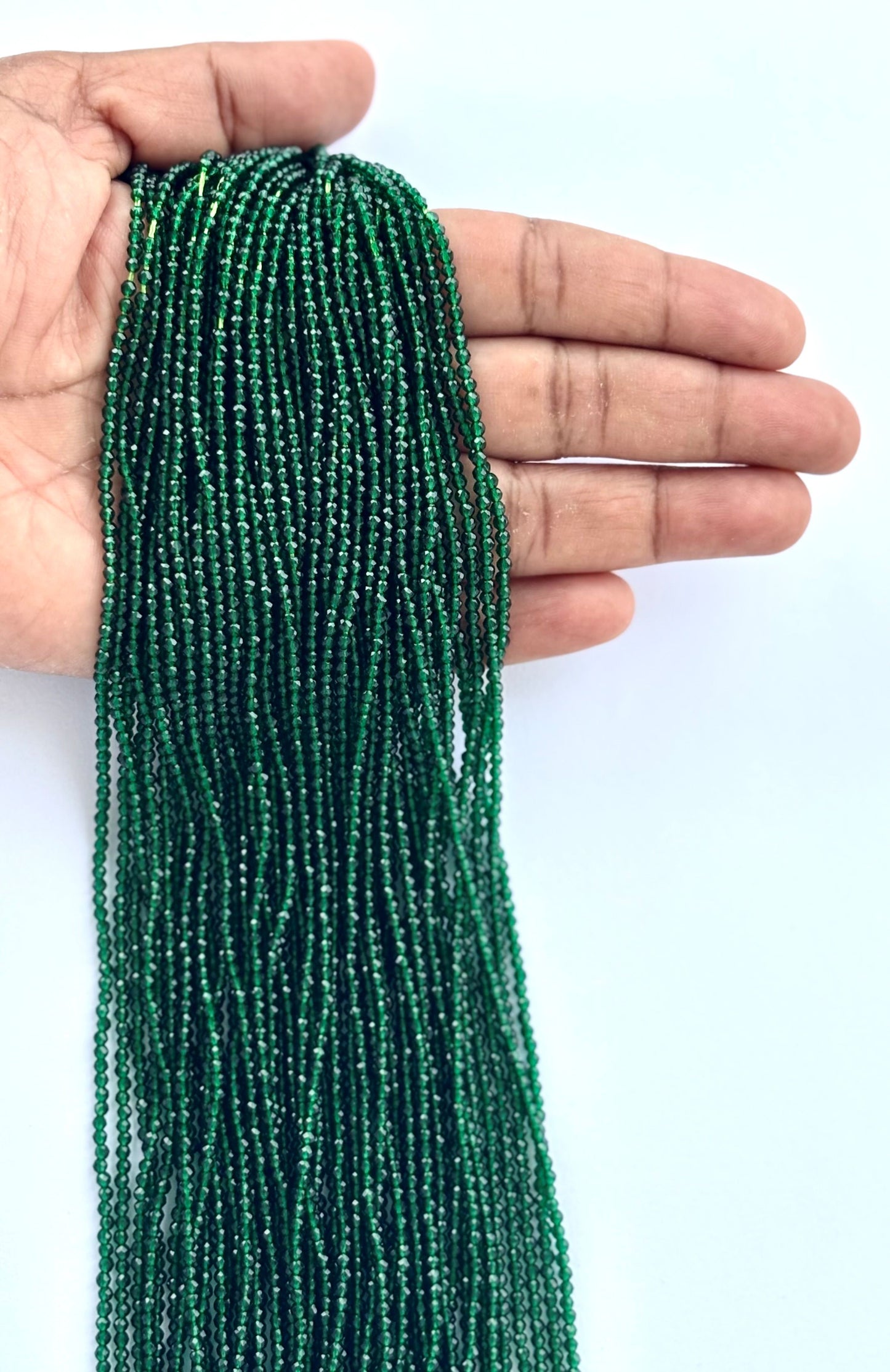 Emerald Green Faceted Hydro Beads - Vibrant Gemstone Strands for Jewelry Making