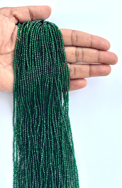 Emerald Green Faceted Hydro Beads - Vibrant Gemstone Strands for Jewelry Making