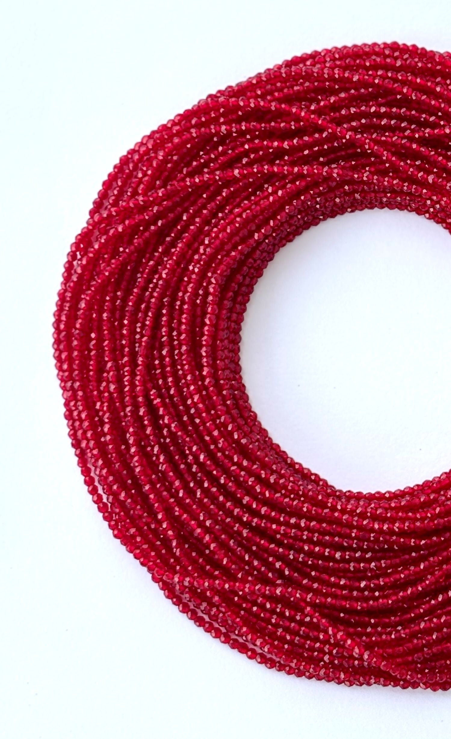 Deep Red Faceted Hydro Beads - Vibrant Gemstone Strands for Jewelry Making