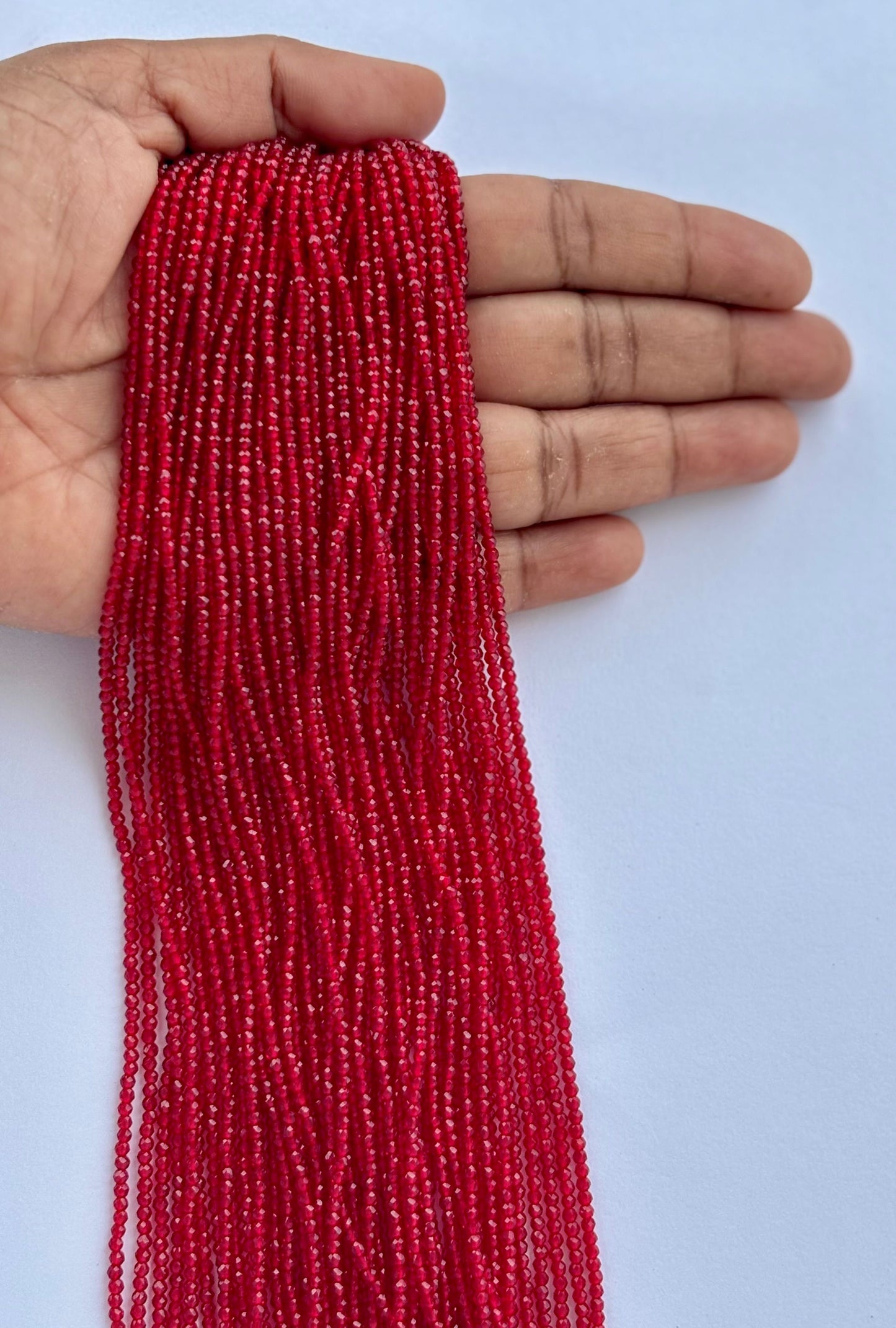 Deep Red Faceted Hydro Beads - Vibrant Gemstone Strands for Jewelry Making