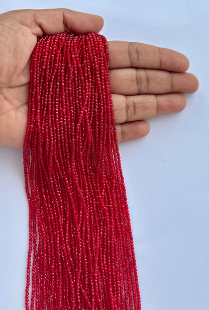 Deep Red Faceted Hydro Beads - Vibrant Gemstone Strands for Jewelry Making