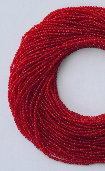Vivid Red Faceted Hydro Beads - Vibrant Gemstone Strands for Jewelry Making