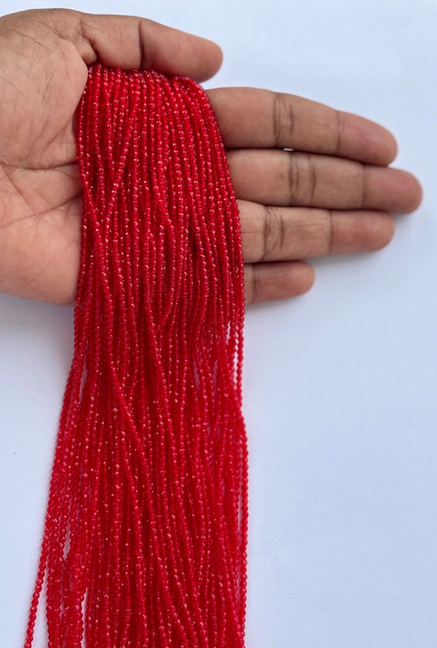Vivid Red Faceted Hydro Beads - Vibrant Gemstone Strands for Jewelry Making