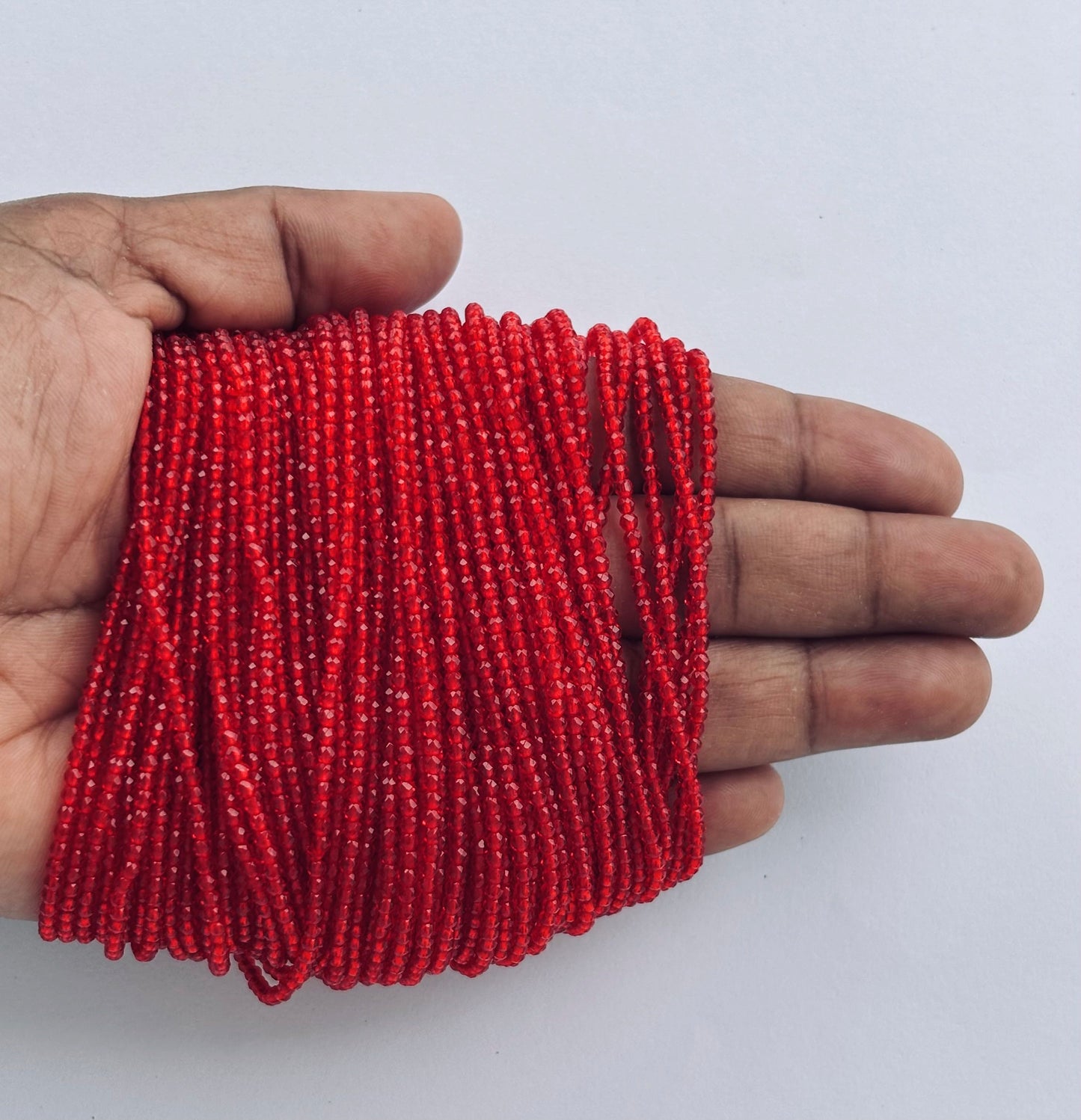 Vivid Red Faceted Hydro Beads - Vibrant Gemstone Strands for Jewelry Making