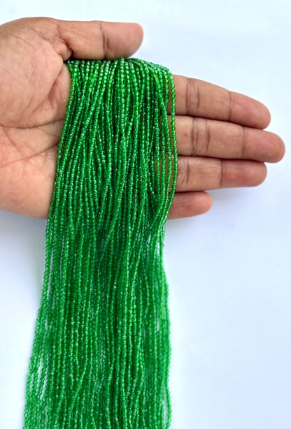 Bright Green Faceted Hydro Beads - Vibrant Gemstone Strands for Jewelry Making
