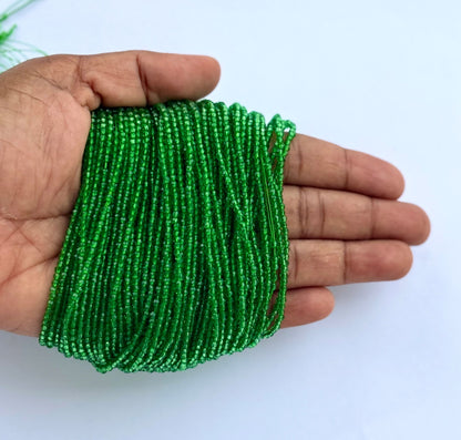 Bright Green Faceted Hydro Beads - Vibrant Gemstone Strands for Jewelry Making