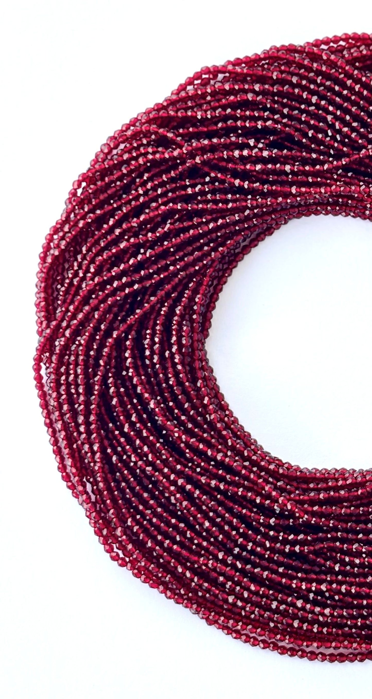 Ruby Red Faceted Hydro Beads - Vibrant Gemstone Strands for Jewelry Making