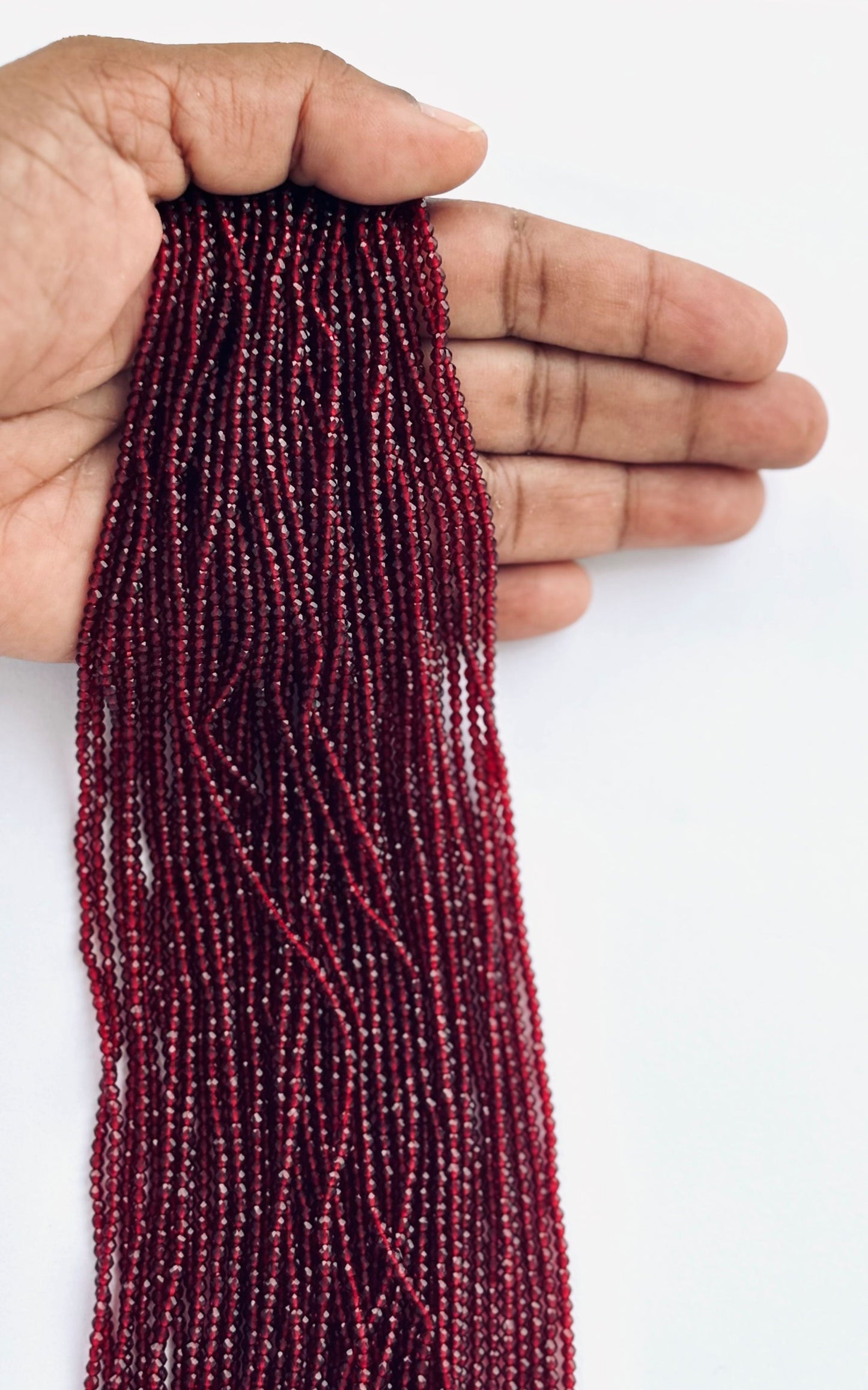 Ruby Red Faceted Hydro Beads - Vibrant Gemstone Strands for Jewelry Making