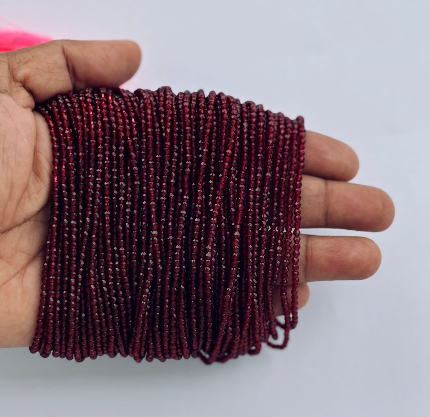 Ruby Red Faceted Hydro Beads - Vibrant Gemstone Strands for Jewelry Making