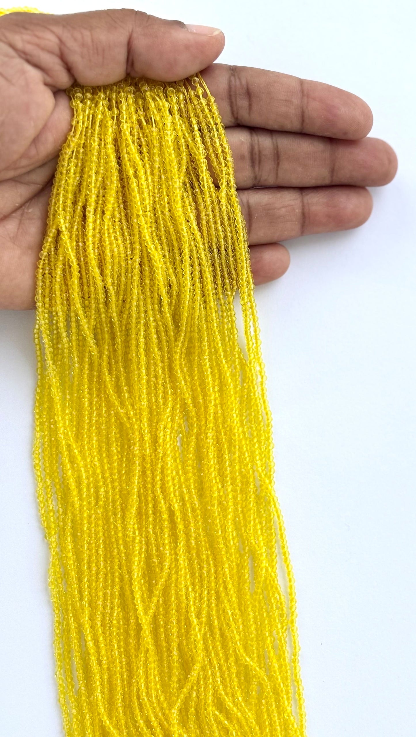 Bright Yellow Faceted Hydro Beads - Vibrant Gemstone Strands for Jewelry Making