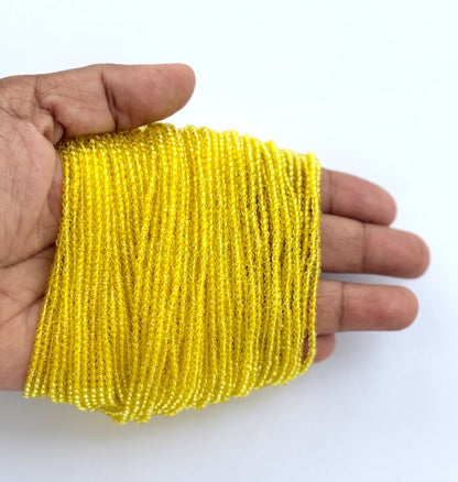 Bright Yellow Faceted Hydro Beads - Vibrant Gemstone Strands for Jewelry Making