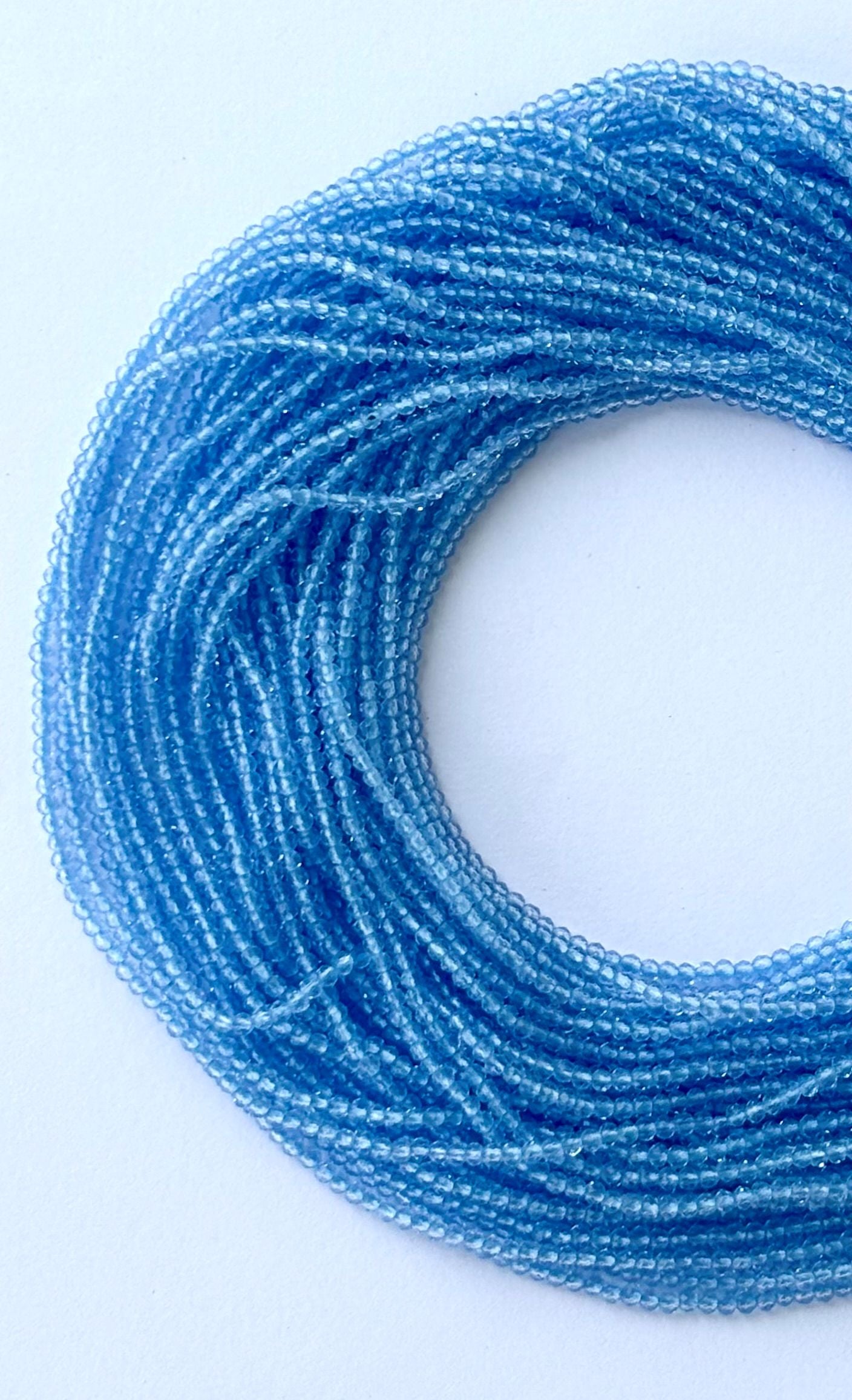 Sky Blue Faceted Hydro Beads - Vibrant Gemstone Strands for Jewelry Making