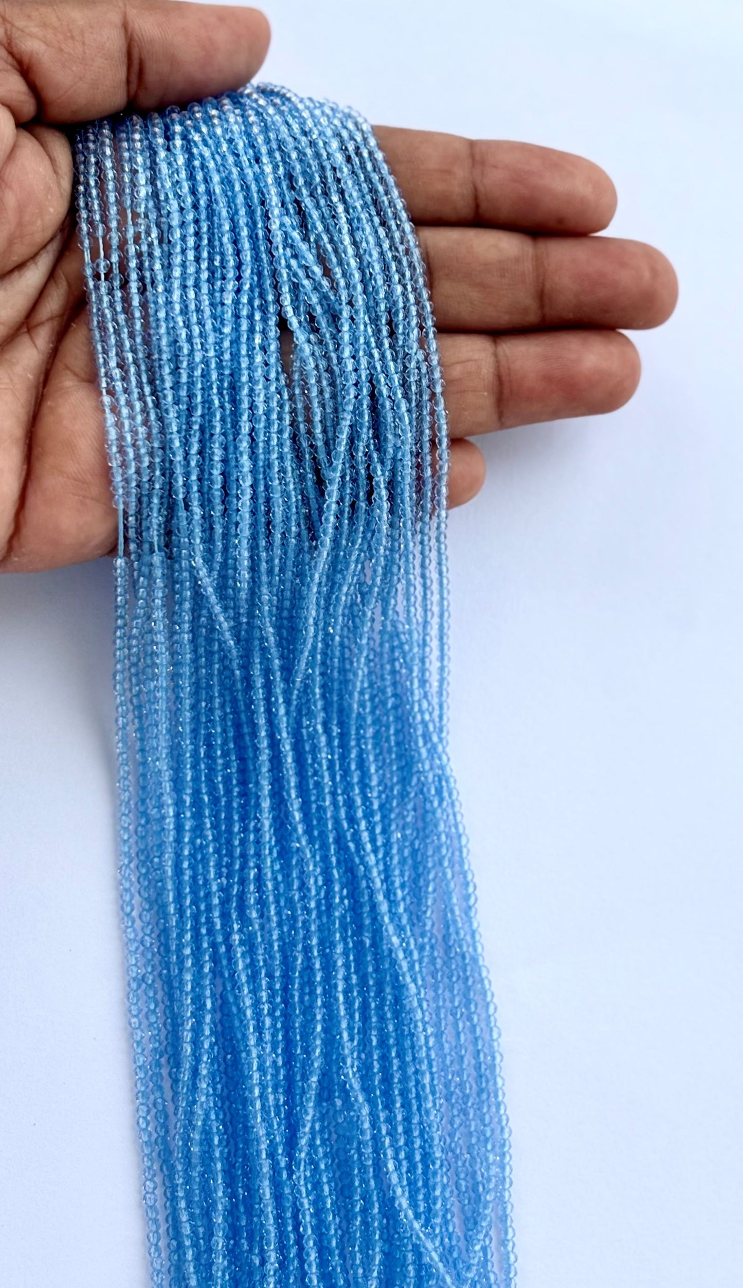 Sky Blue Faceted Hydro Beads - Vibrant Gemstone Strands for Jewelry Making