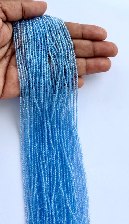 Sky Blue Faceted Hydro Beads - Vibrant Gemstone Strands for Jewelry Making