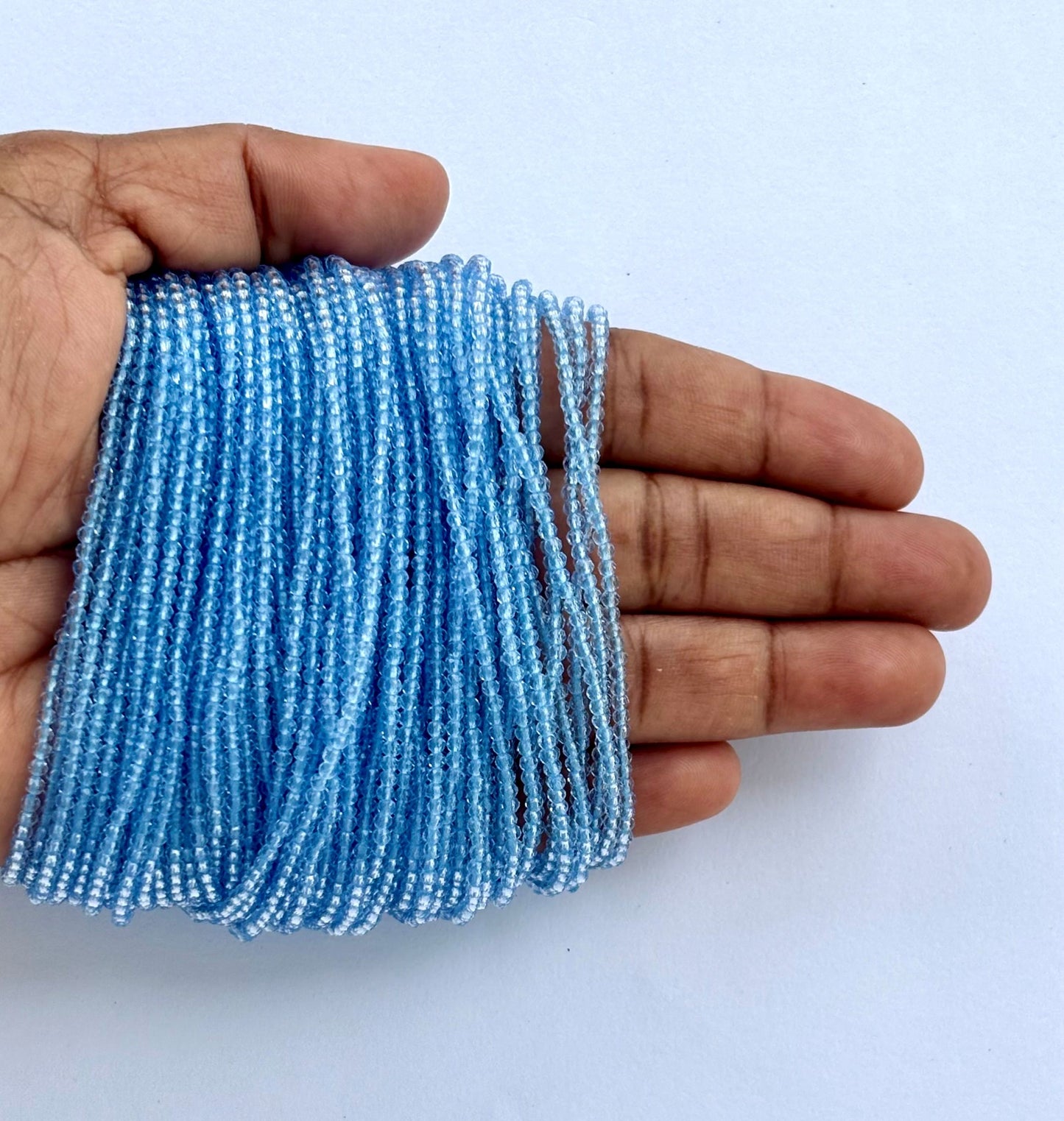Sky Blue Faceted Hydro Beads - Vibrant Gemstone Strands for Jewelry Making
