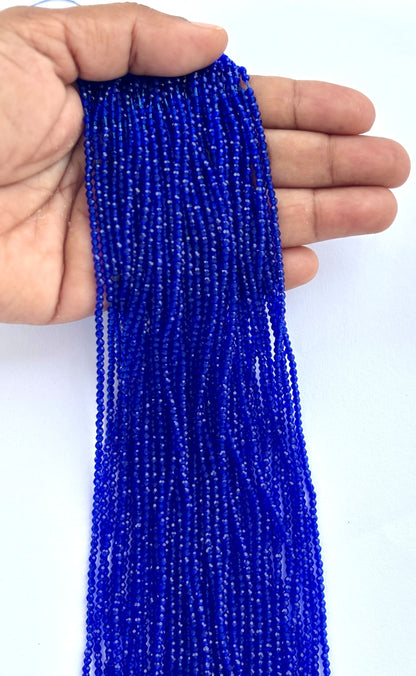 Royal Blue Faceted Hydro Beads - Vibrant Gemstone Strands for Jewelry Making