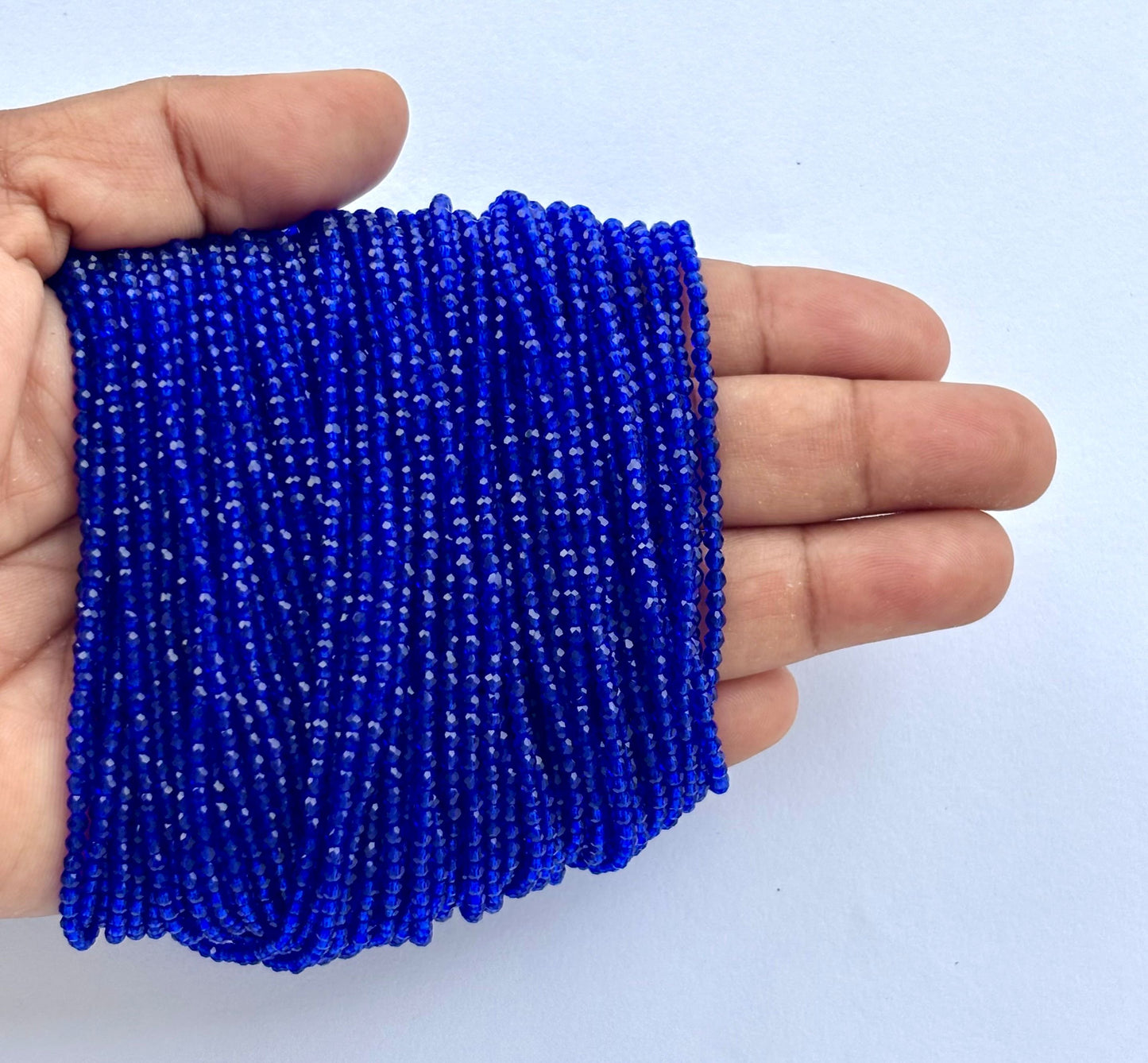Royal Blue Faceted Hydro Beads - Vibrant Gemstone Strands for Jewelry Making