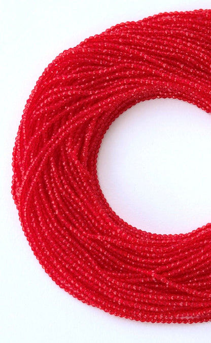 Cherry Red Faceted Hydro Beads - Vibrant Gemstone Strands for Jewelry Making