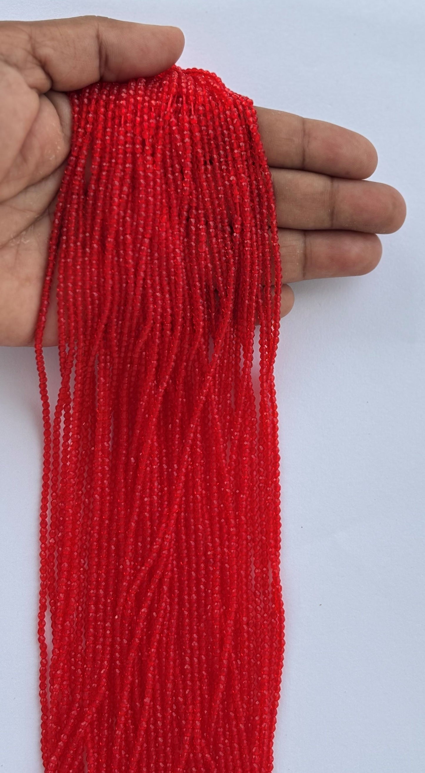Cherry Red Faceted Hydro Beads - Vibrant Gemstone Strands for Jewelry Making