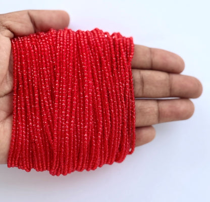 Cherry Red Faceted Hydro Beads - Vibrant Gemstone Strands for Jewelry Making