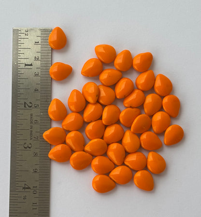 Smooth Teardrop Shaped Orange Pip Beads