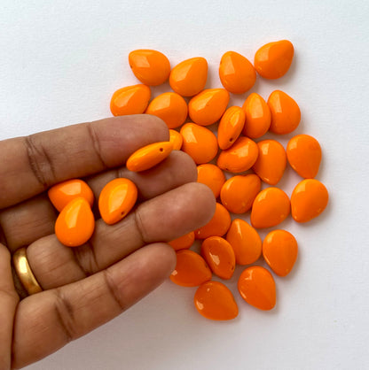 Smooth Teardrop Shaped Orange Pip Beads