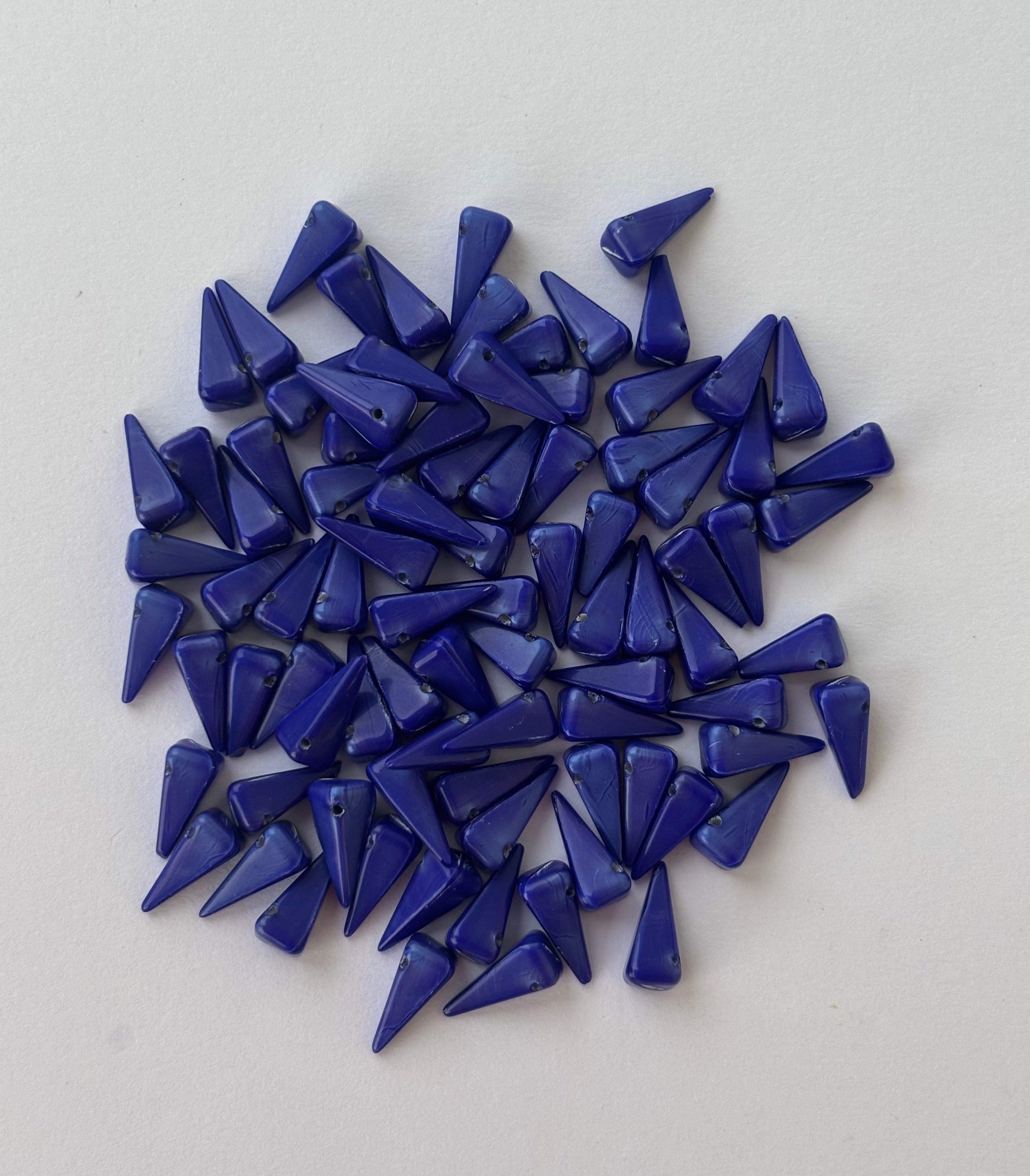 Unique Geometric Blue Pyramid Spike Beads